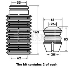 Shock Absorber Dust Cover Kit BORG & BECK BPK7042 OE Ref 5524198J00