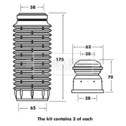 Shock Absorber Dust Cover Kit BORG & BECK BPK7058 OE Ref 1S7W3025AD