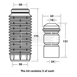 Shock Absorber Dust Cover Kit BORG & BECK BPK7059 OE Ref 1105883