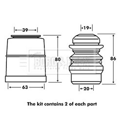 Shock Absorber Dust Cover Kit BORG & BECK BPK7074 OE Ref 8D0412131F