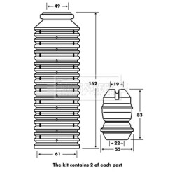Shock Absorber Dust Cover Kit BORG & BECK BPK7076 OE Ref 357413175