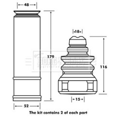Shock Absorber Dust Cover Kit BORG & BECK BPK7080 OE Ref 1K0511353F
