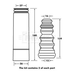 Shock Absorber Dust Cover Kit BORG & BECK BPK7081 OE Ref 1J0512131B