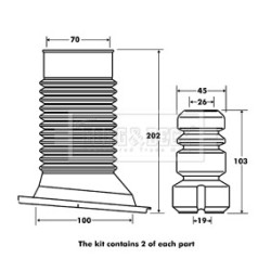 Shock Absorber Dust Cover Kit BORG & BECK BPK7100 OE Ref 4833152010