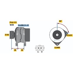 Alternateur BOSCH 0123320006 pour SEAT, VW BOSCH