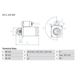 Starter Motor BOSCH 0986011280 OE Ref 263356