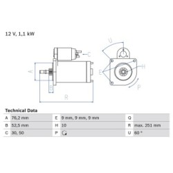 Starter Motor BOSCH 0986016750 OE Ref 02B 911 023 BX