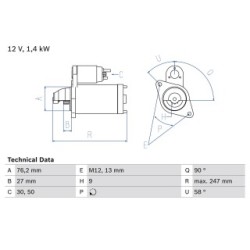 Starter Motor BOSCH 0986016780 OE Ref 078 911 023 A