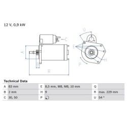Starter Motor BOSCH 0986016790 OE Ref 085 911 023 J