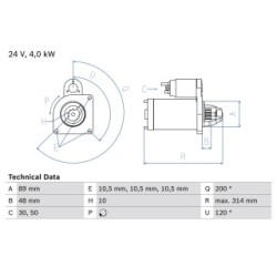 Starter Motor BOSCH 0986022400 OE Ref 504 1207 38