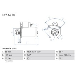 Starter Motor BOSCH 0986022830 OE Ref 77 00 273 783