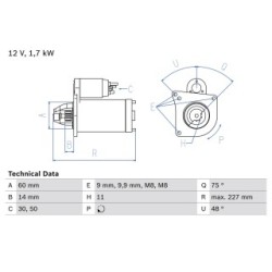 Starter Motor BOSCH 0986023050 OE Ref 12 41 7 567 788