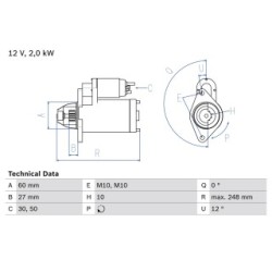 Starter Motor BOSCH 0986023110 OE Ref A 276 906 24 00