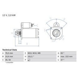 Starter Motor BOSCH 0986023530 OE Ref 23300-JG70A