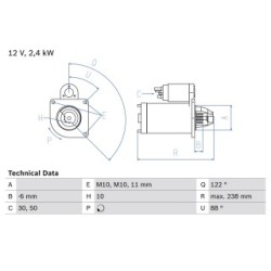 Starter Motor BOSCH 0986024220 OE Ref 82 00 237 594