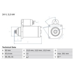 Starter Motor BOSCH 0986025450 OE Ref 20430564