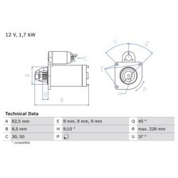 Starter Motor BOSCH 0986025660 OE Ref 46823543