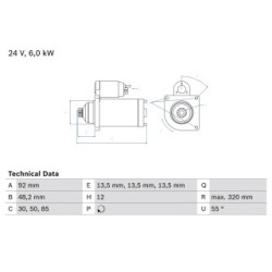 Starter Motor BOSCH 0986025900 OE Ref 1956091