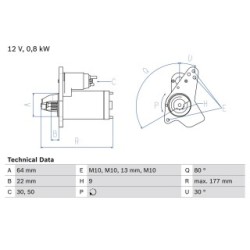 Starter Motor BOSCH 0986026250 OE Ref 23 30 007 79R