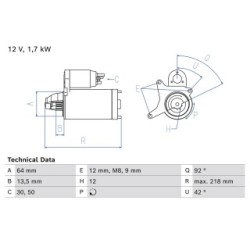 Starter Motor BOSCH 0986026280 OE Ref 36 40 268