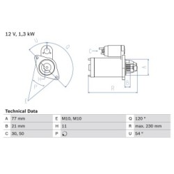 Starter Motor BOSCH 0986029130 OE Ref 36100 2B302