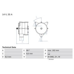 Alternator BOSCH 0986031270 OE Ref 1162339