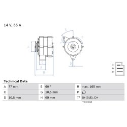 Alternator BOSCH 0 986 031 400 OE Ref A004154200280