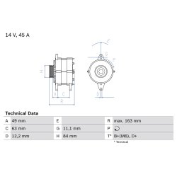 Alternateur BOSCH 0986033880 pour ALFA ROMEO, FIAT, IVECO OE 4711700