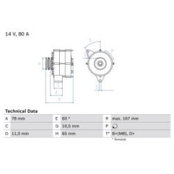 Alternator BOSCH 0986034120 OE Ref 85 48 240