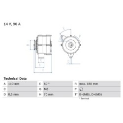 Alternator BOSCH 0986034150 OE Ref 034 903 015 K