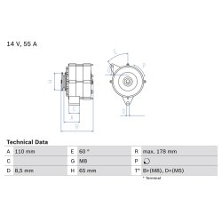 Alternator BOSCH 0 986 034 220 OE Ref 026903015