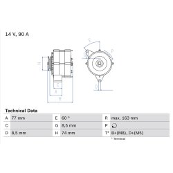 Alternateur BOSCH 0986035820 pour BMW OE 12311713449