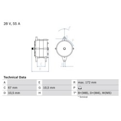 Alternator BOSCH 0986036280 OE Ref 571516