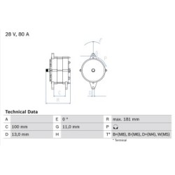 Alternator BOSCH 0986039260 OE Ref 15067533