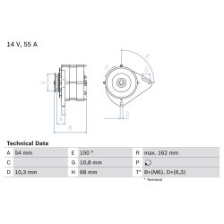 Alternateur BOSCH 0986039501 pour FIAT CINQUECENTO, PANDA, SEICENTO