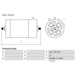 Alternateur BOSCH 0986039870 pour PORSCHE 911 OE 91160315501