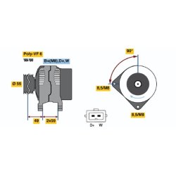 Alternateur BOSCH 0986040950 pour SEAT, VW OE 028903028J