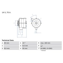 Alternator BOSCH 0 986 041 620 OE Ref 1101551