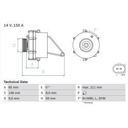 Alternator BOSCH 0 986 041 760 OE Ref A000150065080