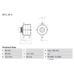 Alternator BOSCH 0 986 041 940 OE Ref 98417134