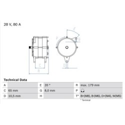 Alternator BOSCH 0986042350 OE Ref 5010306801
