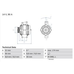 Alternator BOSCH 0986042530 OE Ref A 012 154 20 02 80