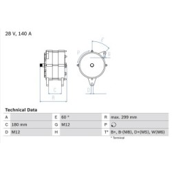 Alternator BOSCH 0986047160 OE Ref 51 26101 7258