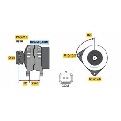 Alternateur BOSCH 0986048360 pour CITROËN, PEUGEOT OE 5702E9