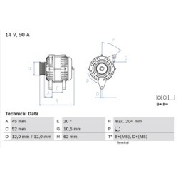 Alternator BOSCH 0986049610 OE Ref 46763534