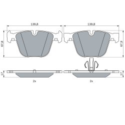 Jeu de plaquettes de frein BOSCH 0986424612 pour BMW Série 5 et Série 7, référence d'origine 34216790966 BOSCH