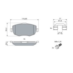Brake Pad Set BOSCH 0986424793 OE Ref 77362360