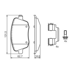 Brake Pad Set BOSCH 0986424829 OE Ref 6Q0 698 151 A