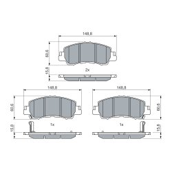 Jeu de plaquettes de frein BOSCH 0986460070 pour MITSUBISHI ECLIPSE OE 4605B607 BOSCH