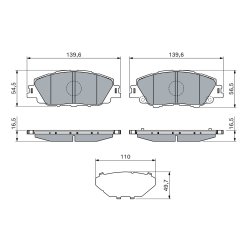 Jeu de plaquettes de frein BOSCH 0986460152 pour TOYOTA PRIUS OE 0446502460 BOSCH